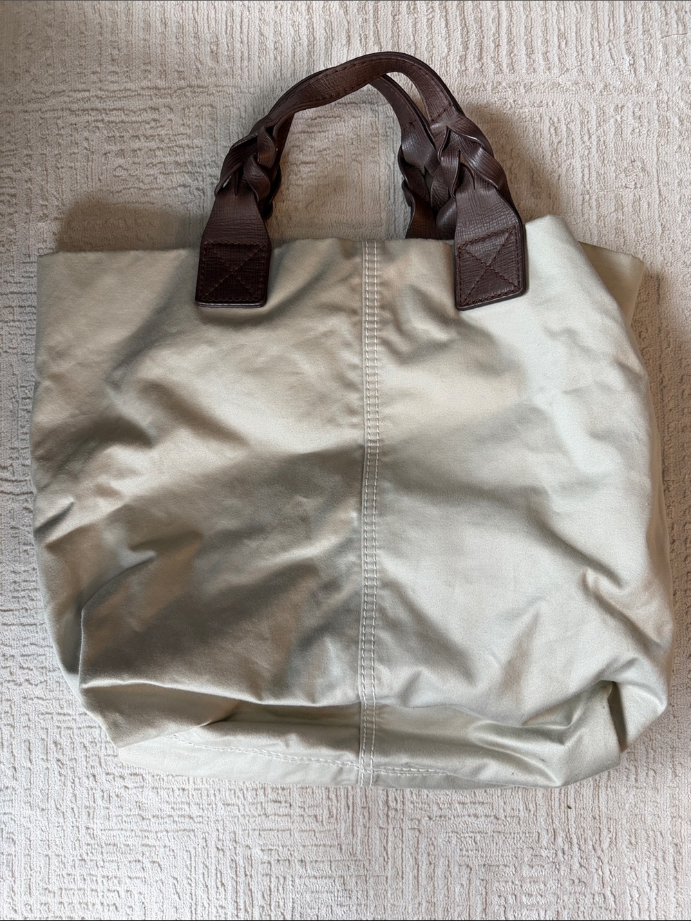 GAP Cream Canvas Tote with Brown Braided Handles